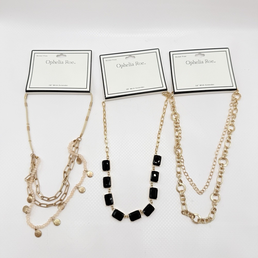 Lot Of 3 16-18" NWT Gold Tone Chain Ophelia Roe Fashion Necklaces